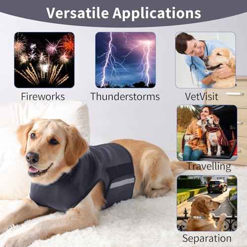Dog Anxiety Vest with Hoodie Fully Openable Calming Shirt for Dogs Breathable Thunder Jacket for Stress Relief Storm and Firework Anxiety Relief (Grey / Small)