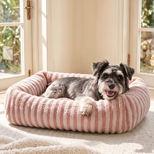 Dog Bed for Medium Small Size Dog (Pink / S Plus(25"Lx21"Wx7"Th))