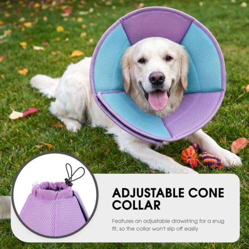 Dog Cone Soft Cone for Dogs to Stop Licking (Purple Blue / Large)