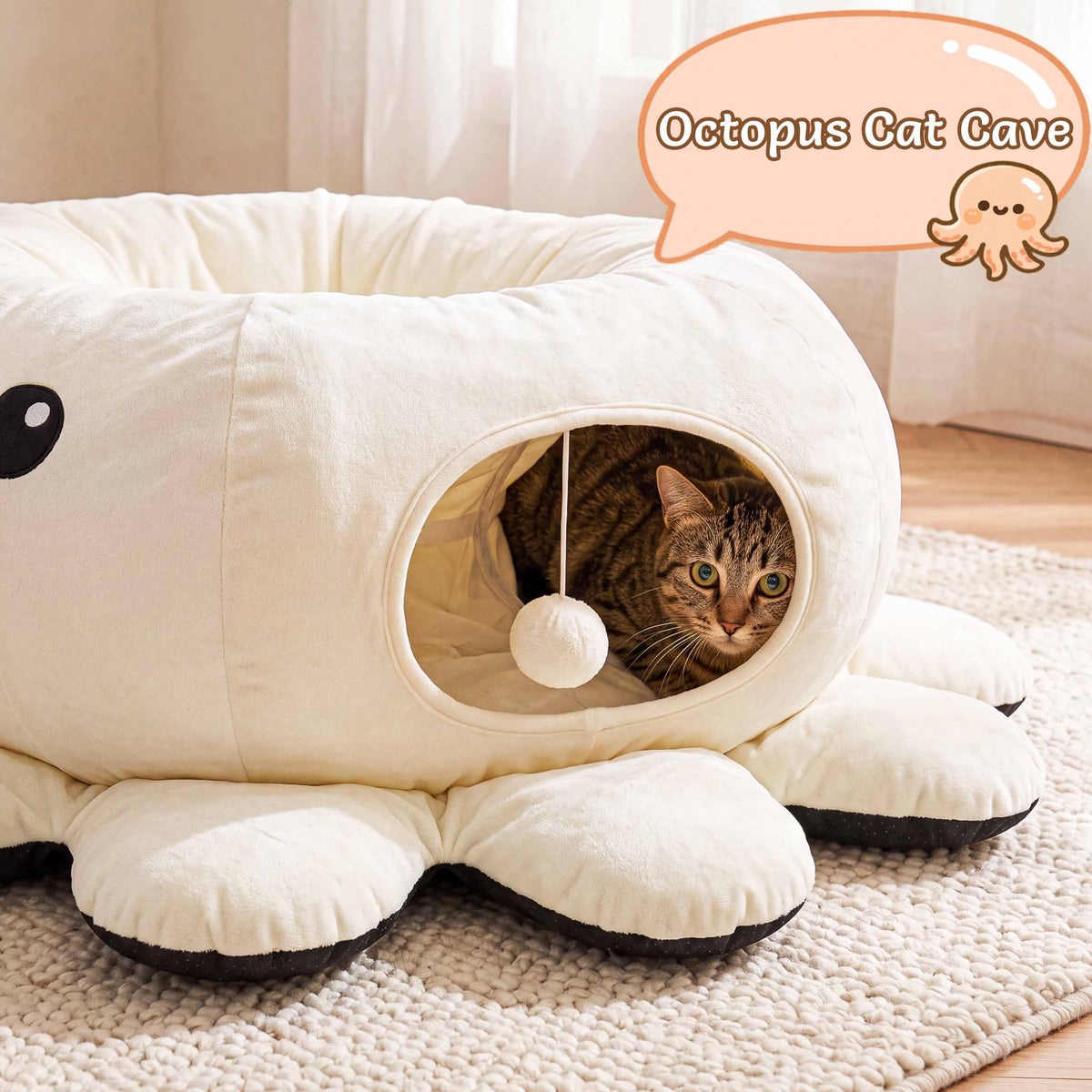 Cat Tunnel Bed with 20 Cat Toys (White / Large)