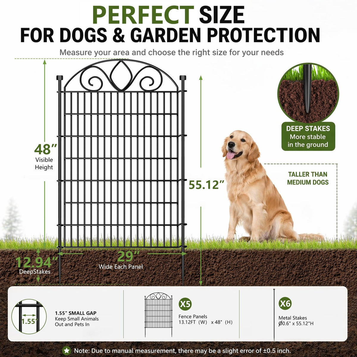 No Dig Garden Fence Outdoor for Yard (48 in(H) X 11.8 ft(L))
