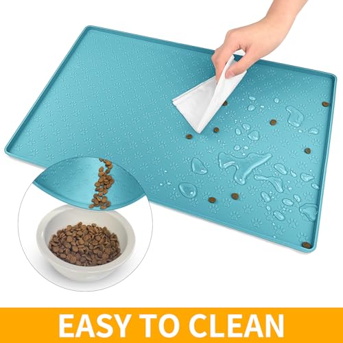 Dog Food Mat Anti (24.5"L x 16.5"W / Blue)