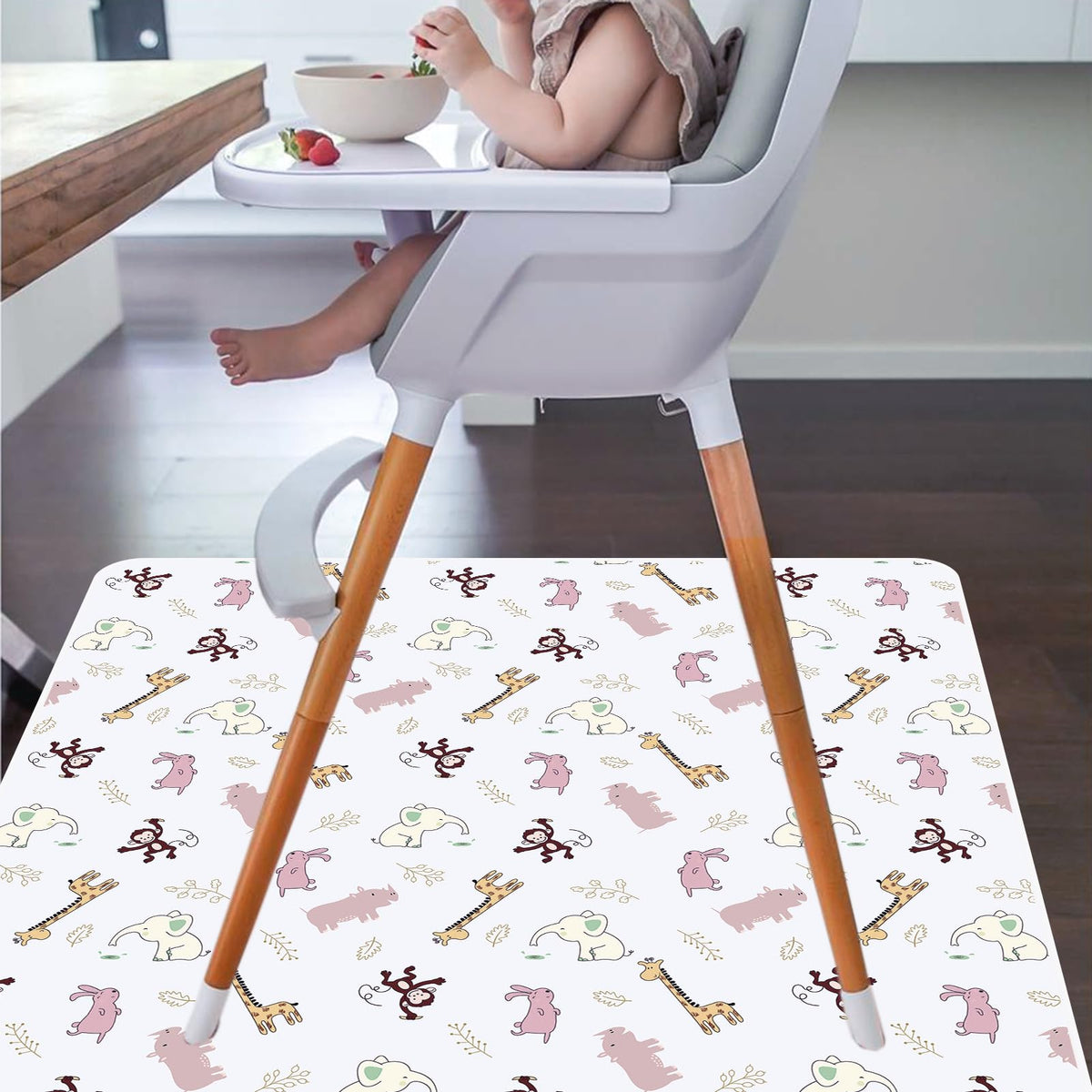 Splat Mat for Under High Chair (Jungle Animals)