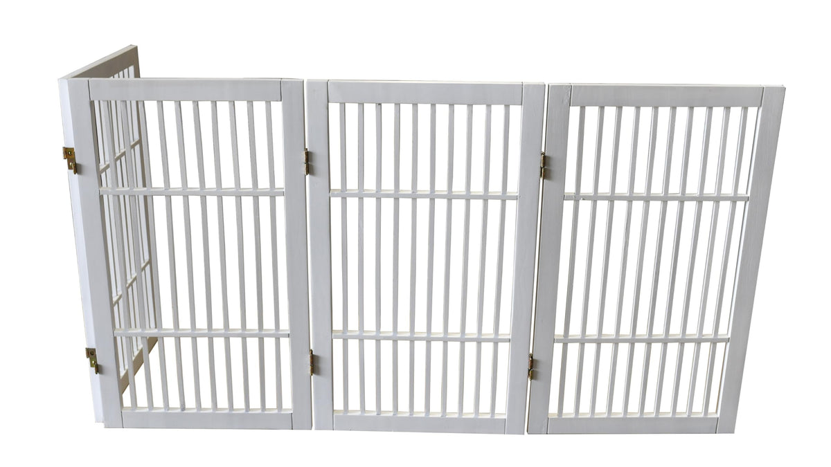 Pet Dog Gate Freestanding (4 Panel 30" Tall / White Pet Gate)