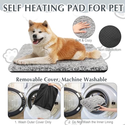 4 Pack Self Warming Cat Mat for Pets (45 x 28 Inch / Gray)