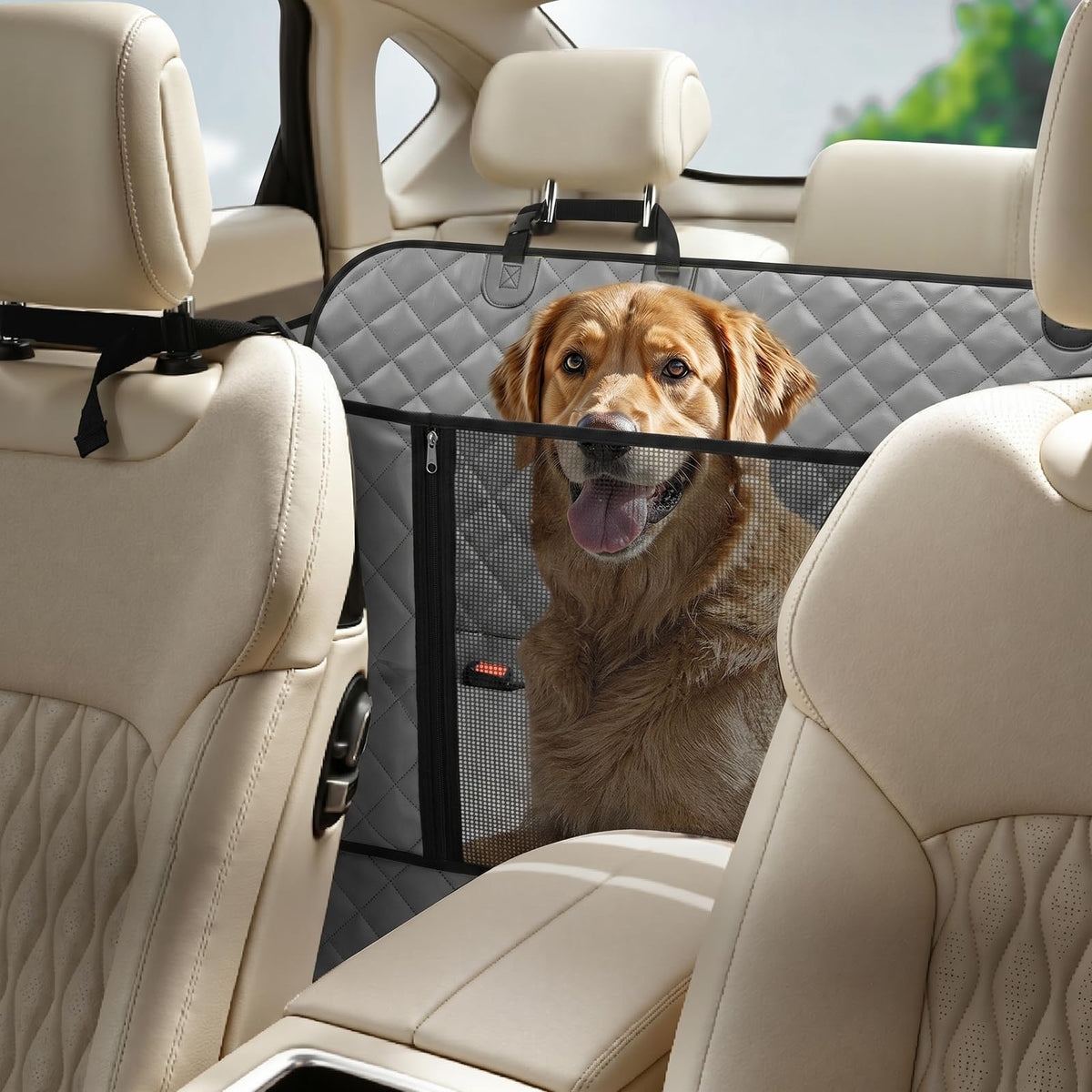 Back Seat Extender for Dogs 56.29 * 28.74 in (For Full Size Truck / Full Size SUV / full surrounded style (gray))