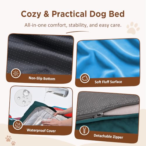 Orthopedic Dog Beds for Large Sized Dog with Bolster (36.0"L x 27.0"W x 8.0"Th / San Francisco)