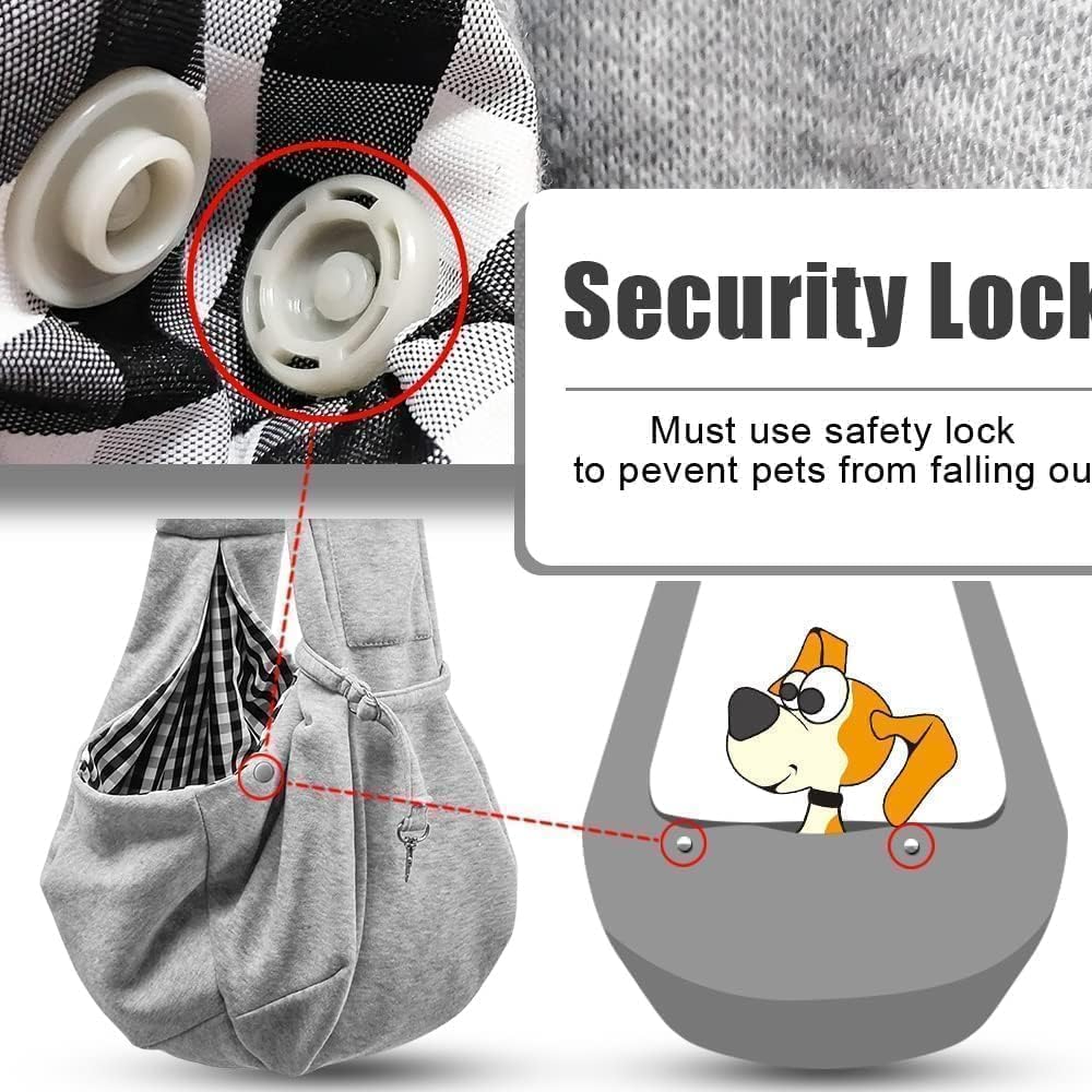 Dog Cat Carrier Sling Classic Pocket & Classic Strap (Grey)