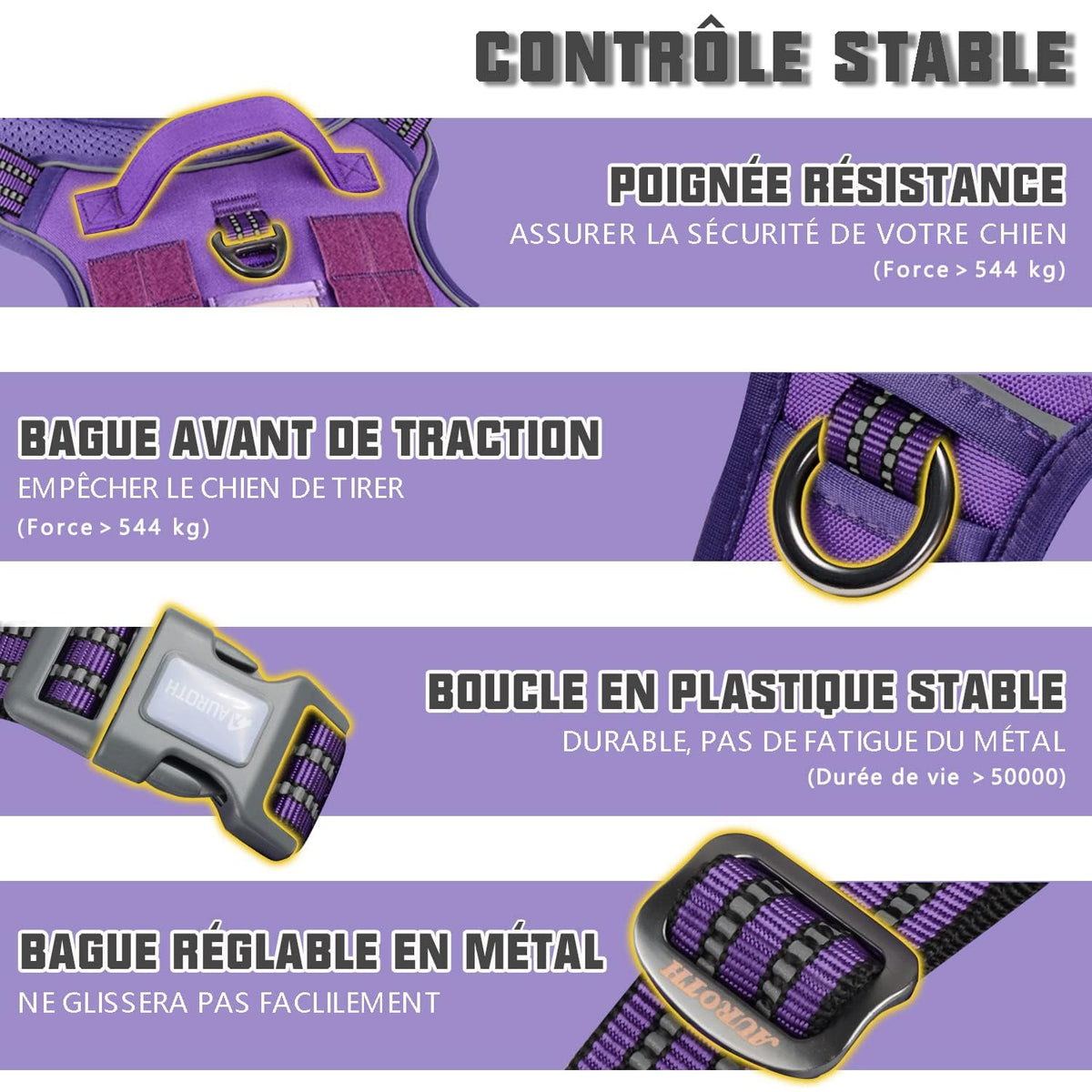 Dog Harness for Small Medium Dogs (Purple / S(Neck:14-21",Chest:20-31"),18-35 lbs)