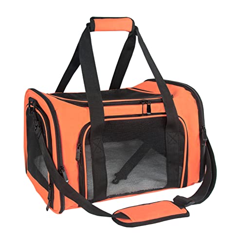 Soft Sided Carrier for Small Medium Cats Dogs (20.0"L x 13.0"W x 13.0"H / Orange)