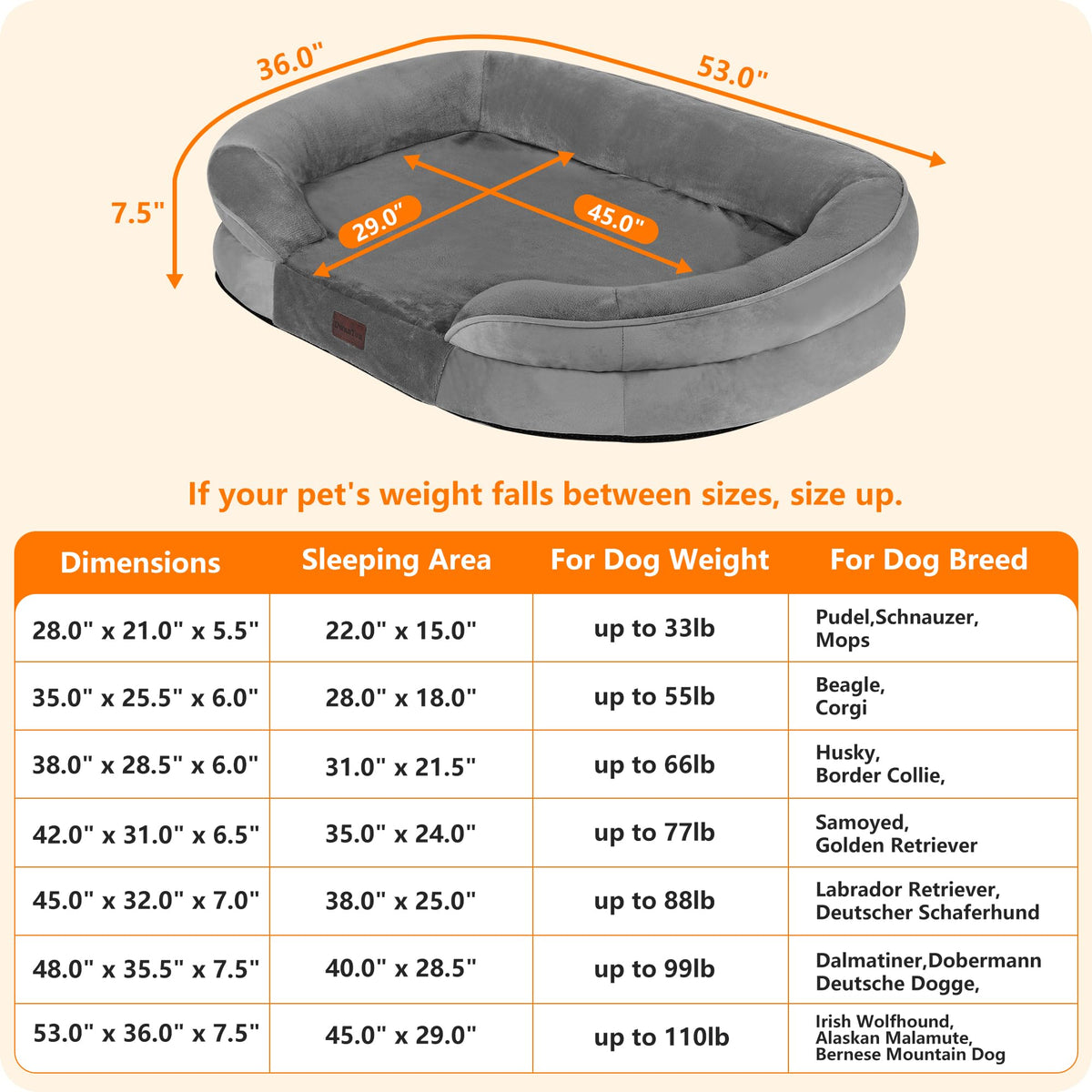 Orthopedic Waterproof XXX (Medium Grey / XXX-Large(53 x 35.8 x 7.5 inch))
