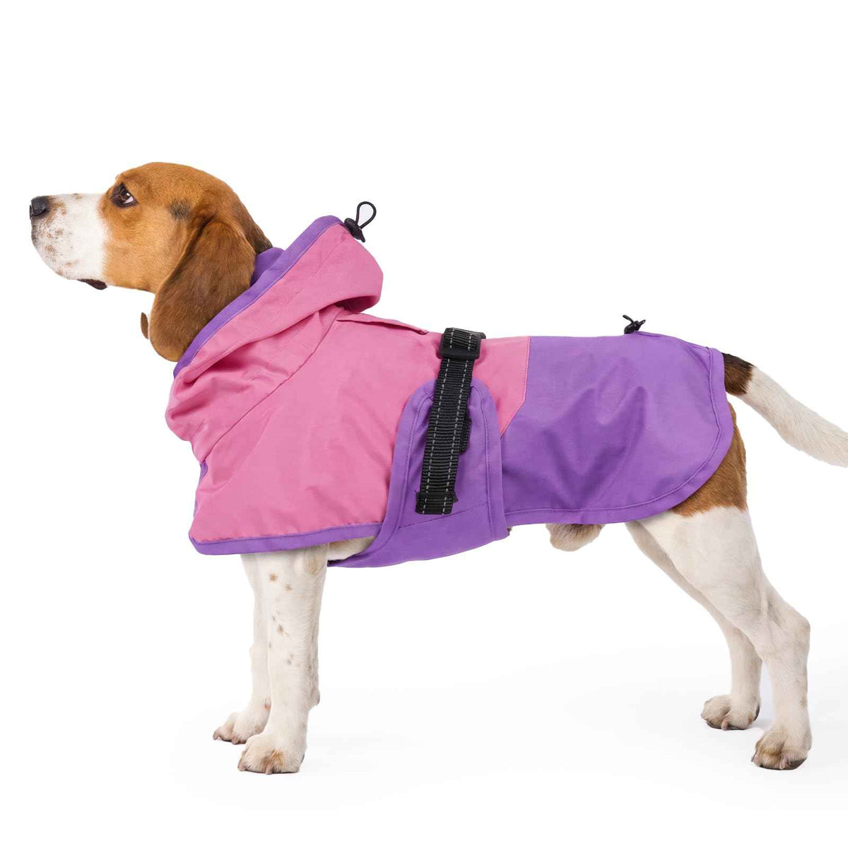 Dog Raincoat Waterproof Rain Jacket with Hood (L(Back Length16.9") / Pink Purple)