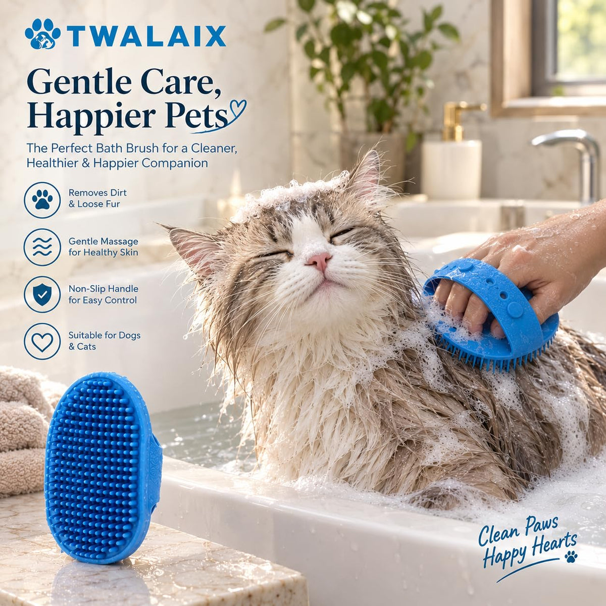 8-in-1 Dog Grooming Kit, Pet Grooming Kit for Dogs & Cats, Professional Cat Brush Set with Slicker Brush, Undercoat Rake, Flea Comb, Nail Clipper, Scissors & Bath Brush (8 Count (Pack of 1))