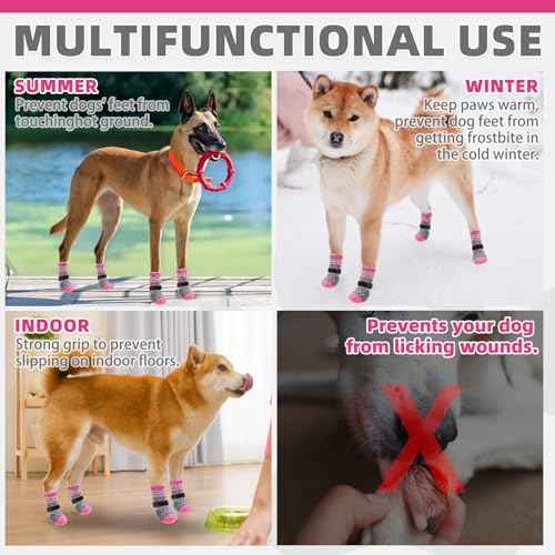 Dog Socks Shoes for Hot Pavement (Large(4 Pack) / Grey Paw)