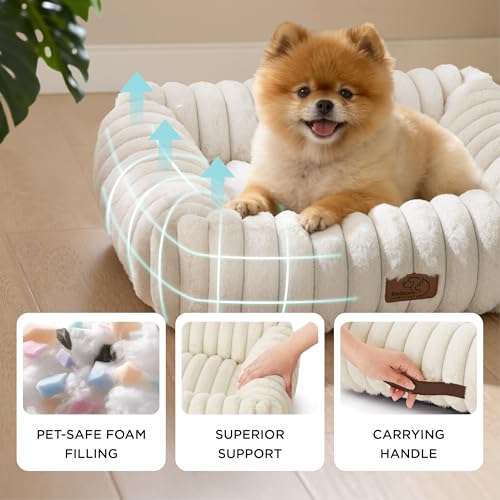 ComfyFleece® Cute Dog Bed for Small Dogs & Cats (20.0"L x 19.0"W x 6.0"Th / Night Blue)