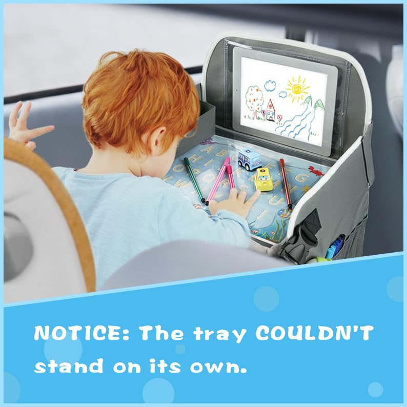 Kids Travel Tray for Boys or Girls (Grey+Blue)