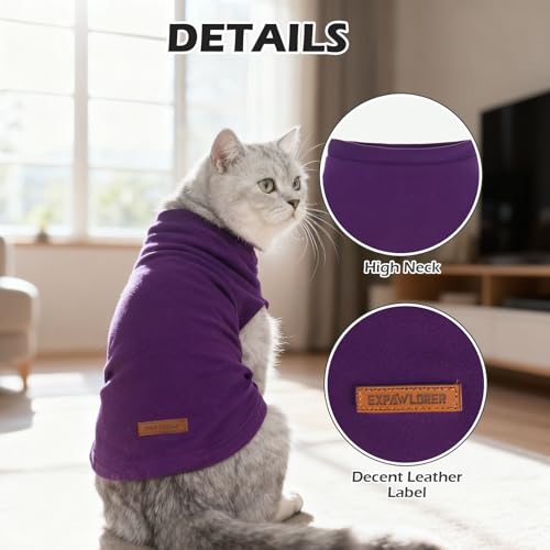 Cat Sweater Warm Fleece Pet Clothes for Cats Only (Purple / Small)