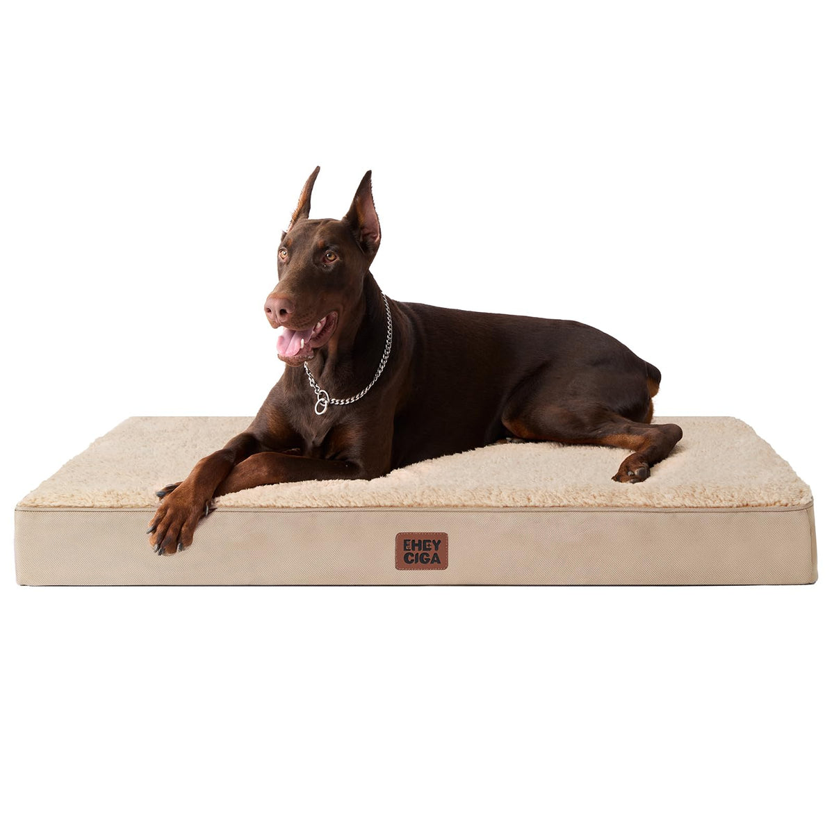 Orthopedic Dog Bed Large with Removable Washable Cover (47*29*3.5 inches / khaki)