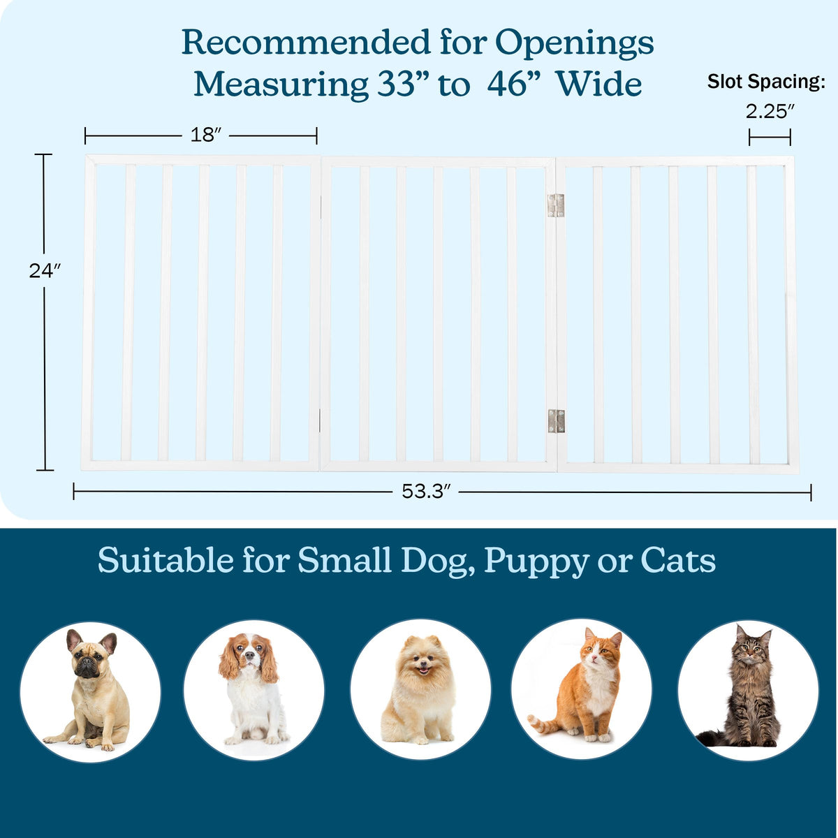 Pet Gate 3 Panel Freestanding Dog Gate Indoor (White / 3 Panel)