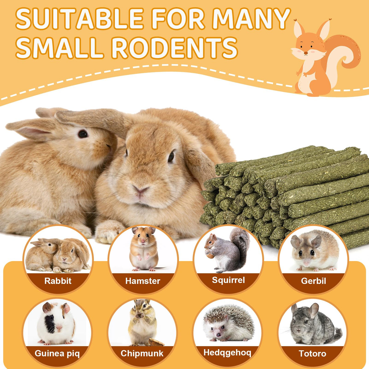 52Pcs Rabbit Chew Sticks (52P-Green-Set)