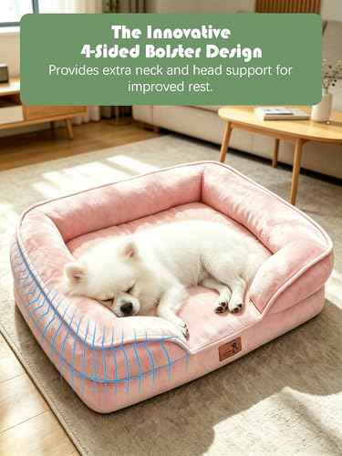 Orthopedic Dog Bed with Sides (24.0"L x 18.0"W x 6.0"Th / Pink)