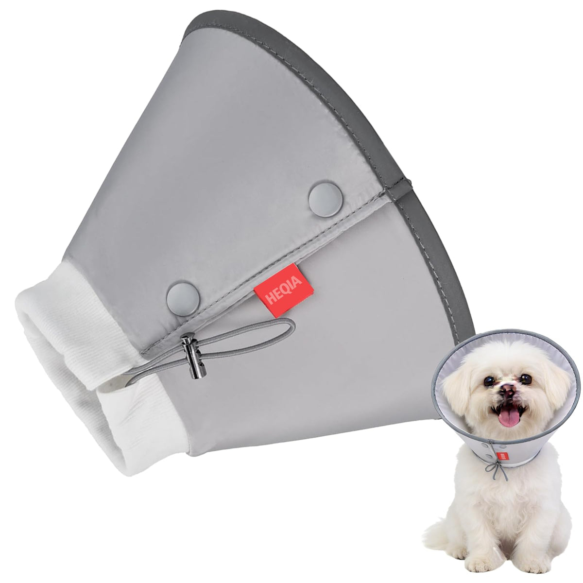 Dog Cone Collar Adjustable After Surgery (Gray / (Neck:8"-10"))