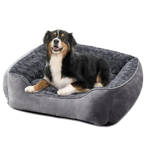 Rectangle Dog Bed for Large Medium Small Dogs (Dark Grey / XXL(42"x 30"x 10"))