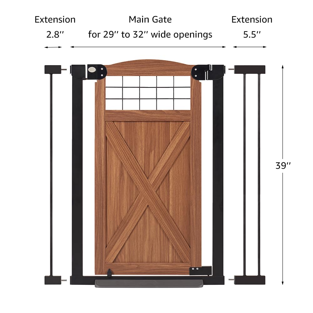 Farmhouse Barn Door Dog Gate (Walnut / 39" Tall)