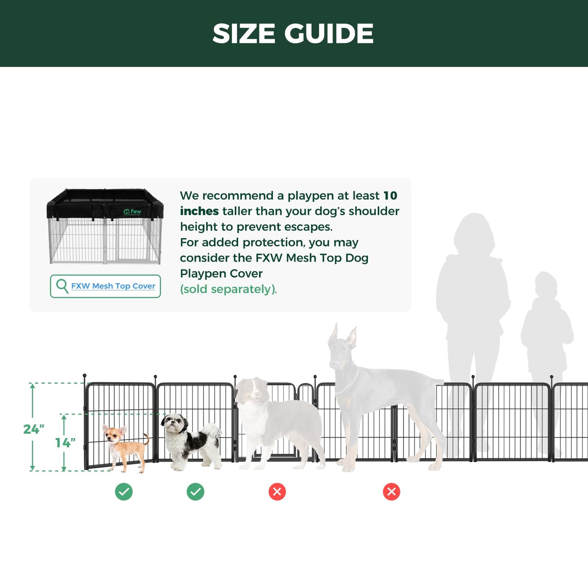Rollick Dog Playpen with Disposable Pee Pads (Black / 24"H)