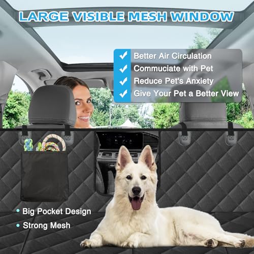 Hard Bottom Dog Car Seat Cover for Back Seat (Matte Black / Standard)