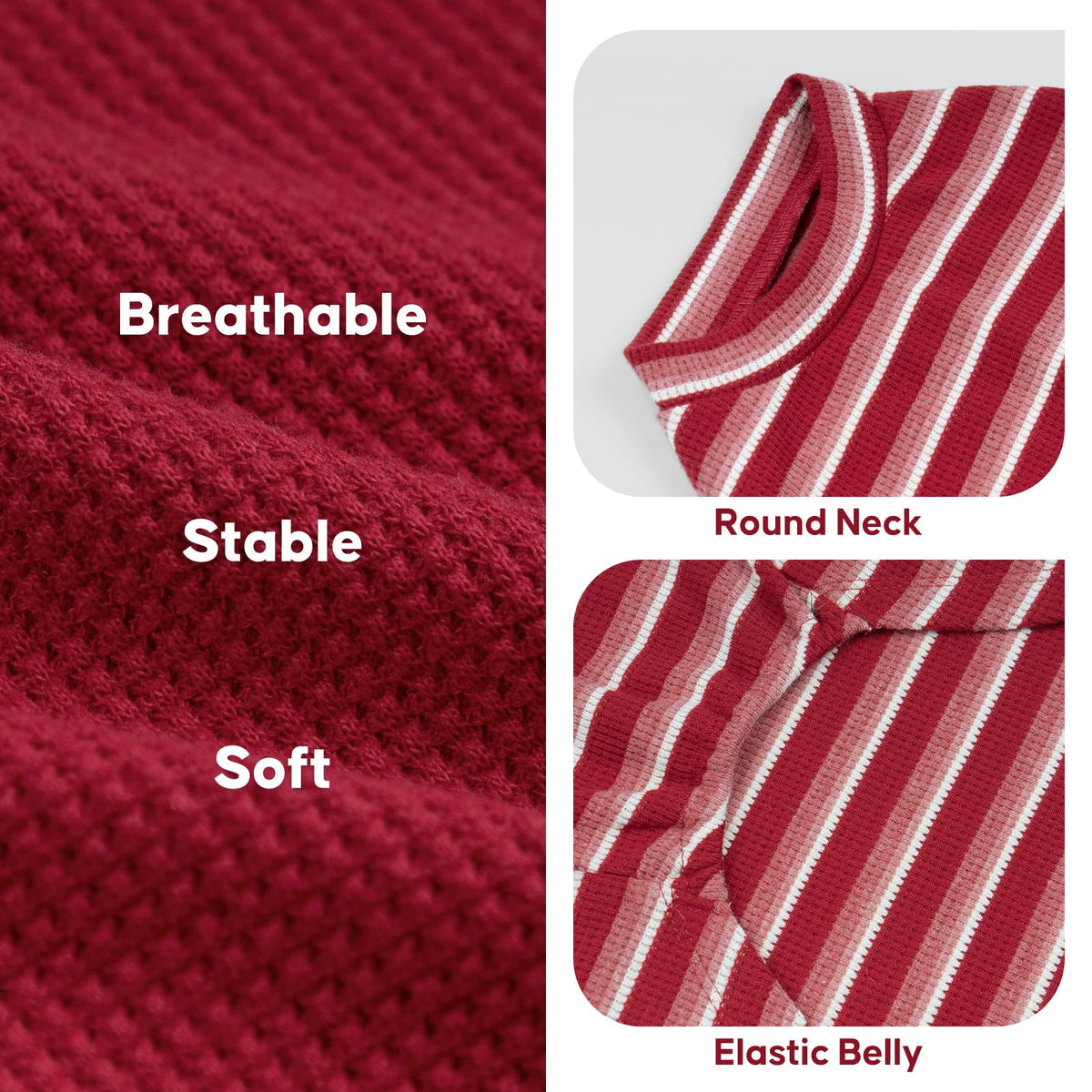 2Pack Waffle Dog Shirt for Large Dogs Striped Dog Sweater Tank Top (XXX-Large (55-75lbs) / 2Pack(Red+Striped))