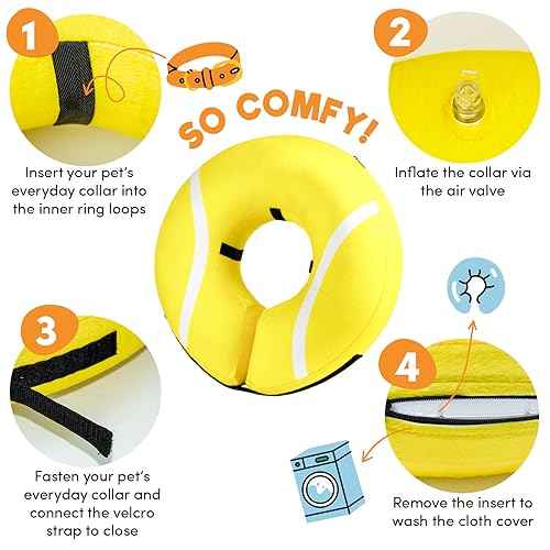 Inflatable Dog Cone Collar Alternative After Surgery Large (Tennis / Large [Neck:14"-18"])