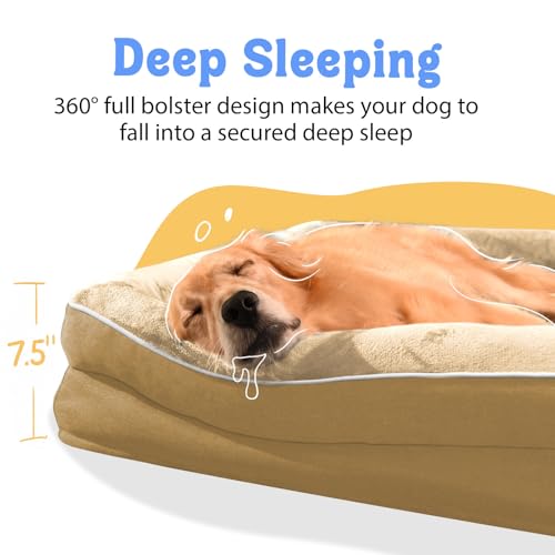 Waterproof Orthopedic Dog Bed for Large and Extra Large Dogs (Brown / 42"L x 30"W x 7.5"Th)