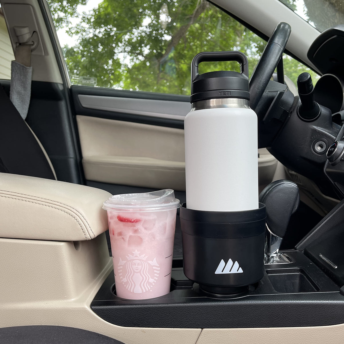 Car Cup Holder Expander for Hydro Flask & Large Water Bottles (Black)