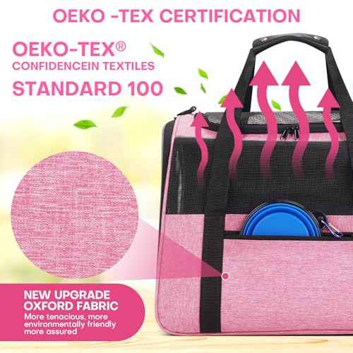 JUNGYOUN Premium Cat Carrier (Pink / 17.5"L x 12.4"W x 13.5"H)