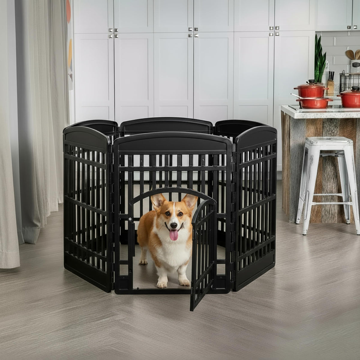 6 Panel Dog Playpen (6 Panel - 34" H / Black)