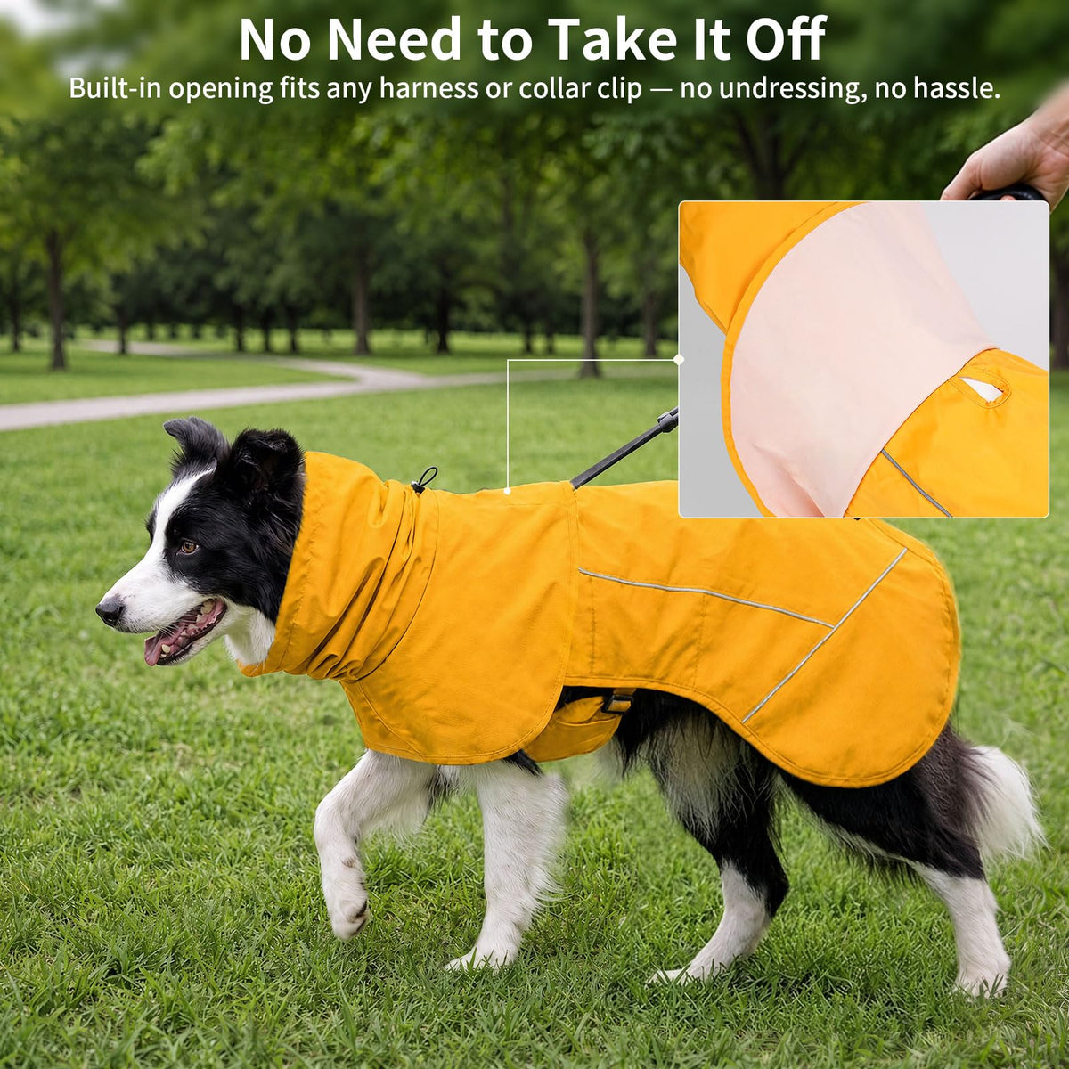 Dog Raincoat Full Body Coverage Waterproof Windproof Hooded Jacket (Yellow / Medium)