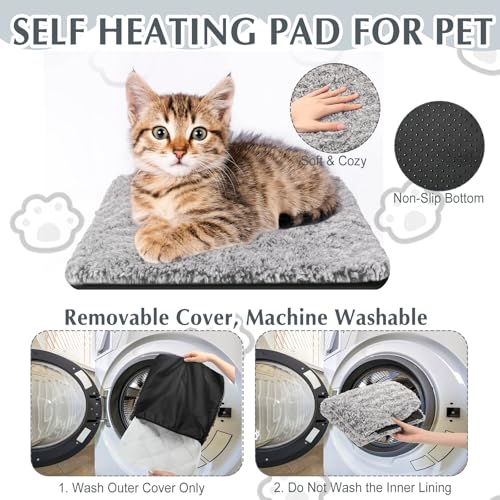 4 Pack Self Warming Cat Mat for Pets (12 x 12 Inch / Gray)