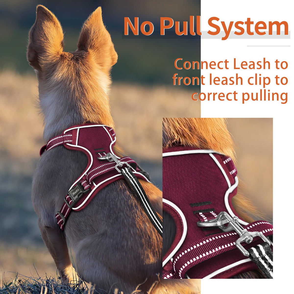 Dog Harness for Small Dogs No Pull Dog Vest Harness for Small Dog with Soft Padded Handle Reflective for Outdoor Training (S / Burgundy Red)