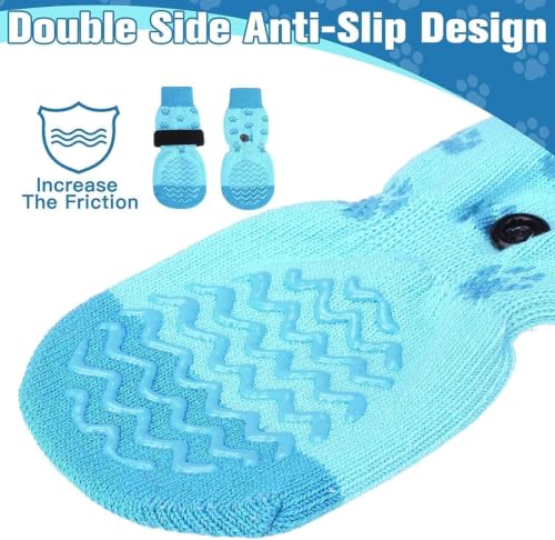 Anti Slip Dog Socks to Prevent Licking Paws for Hot Pavement (Blue / X-Small)