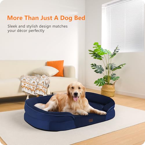 Orthopedic Waterproof Large Dog Bed Sofa (Navy Blue / Large(42 x 31 x 6.5 inch))