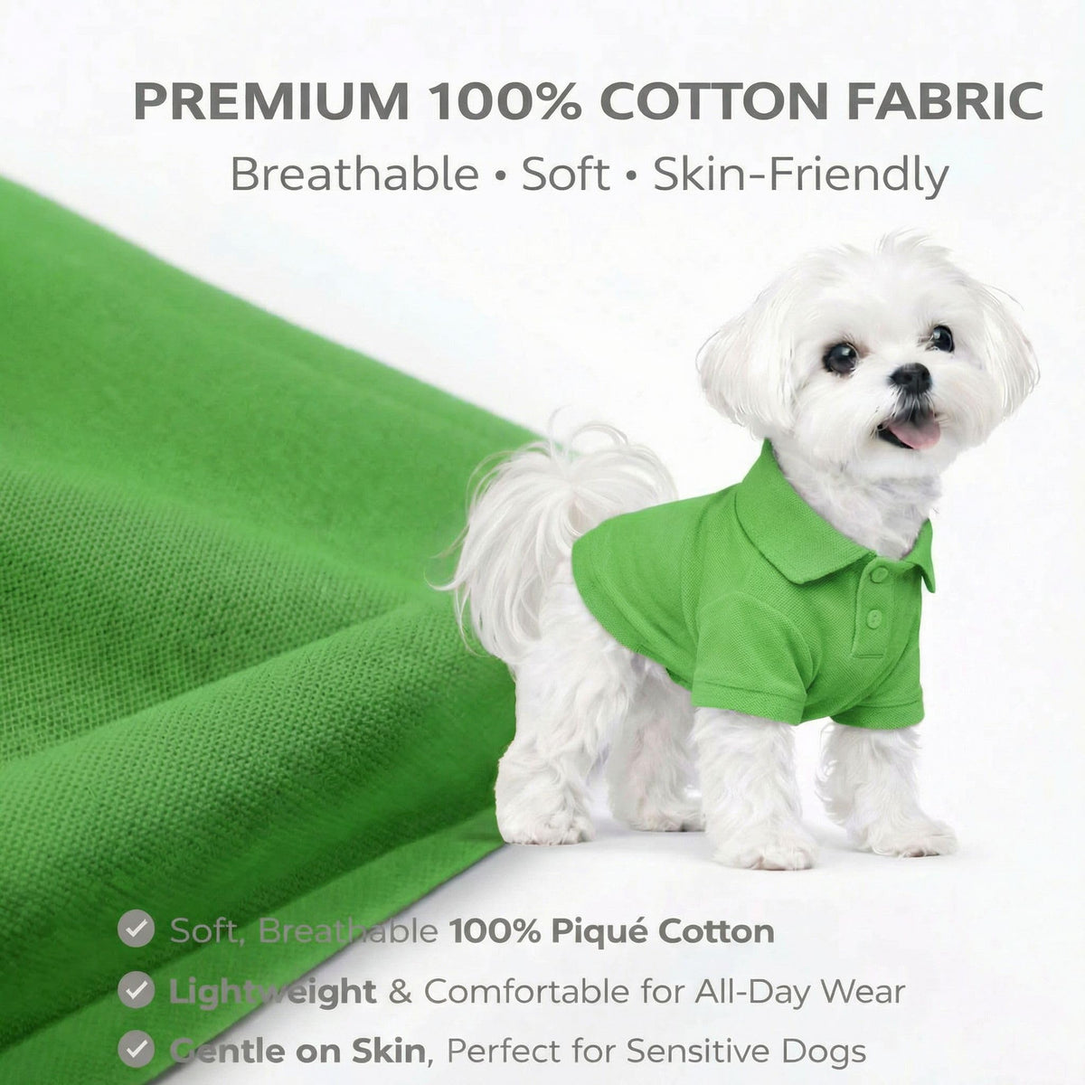 Basic Dog Polo Shirts Premium Cotton (XL (-35lbs) / Green)