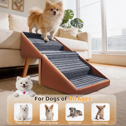 Dog Stairs for Small Dogs (Brown / 17in Couch)