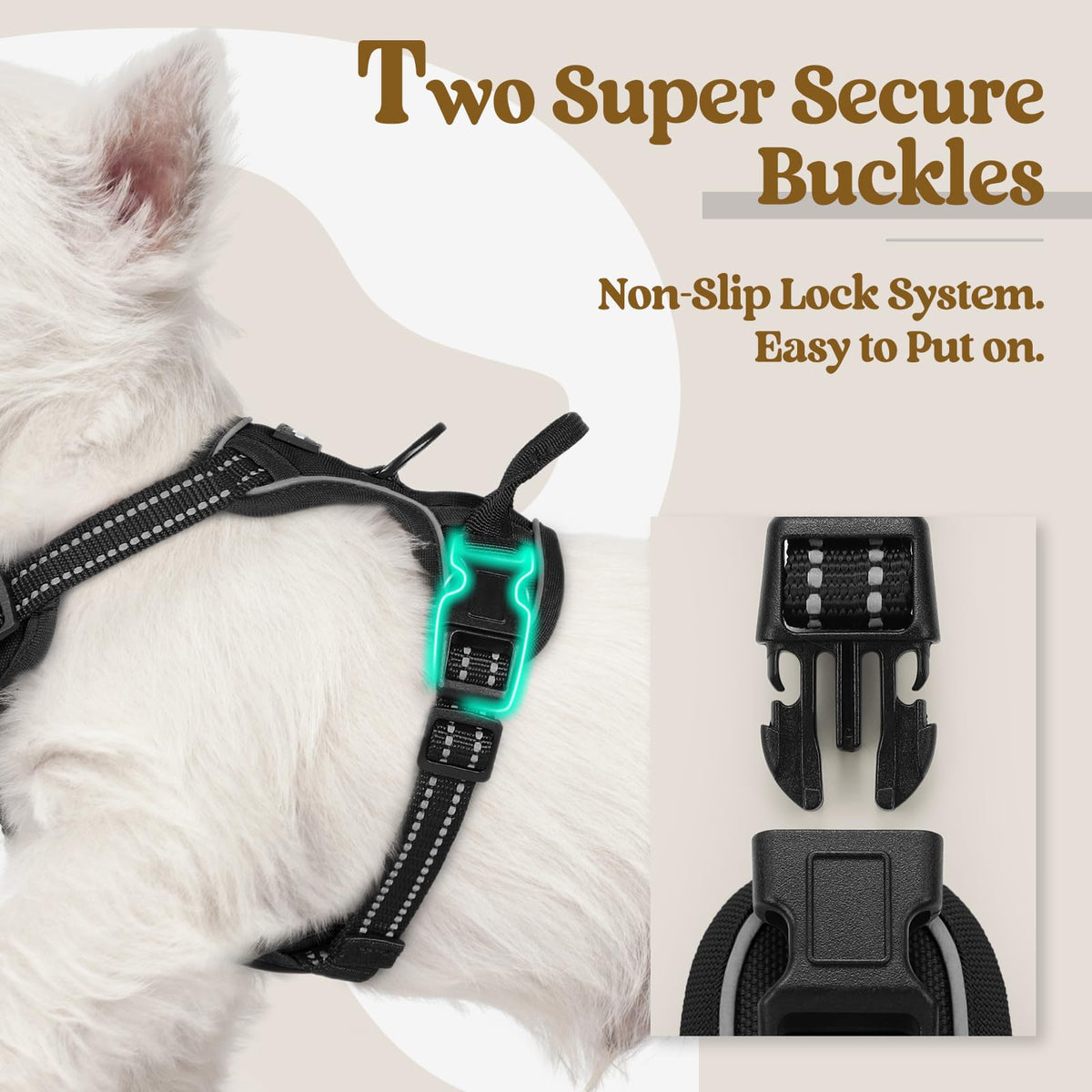 Dog Harness No Pull for Small Dogs with 2 Leash Clips (X-Small / Black)