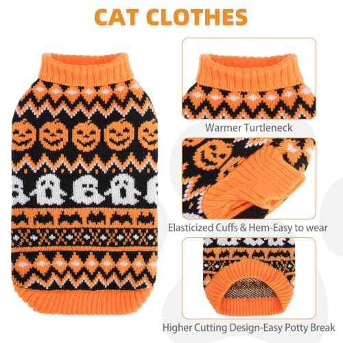 Halloween Cat Sweater for Cats Only (Orange / Large)