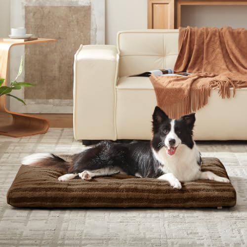 Washable XL Dog Bed for Extra Large Dogs (Dark Brown / 44.0"l x 32.0"w x 4"th)