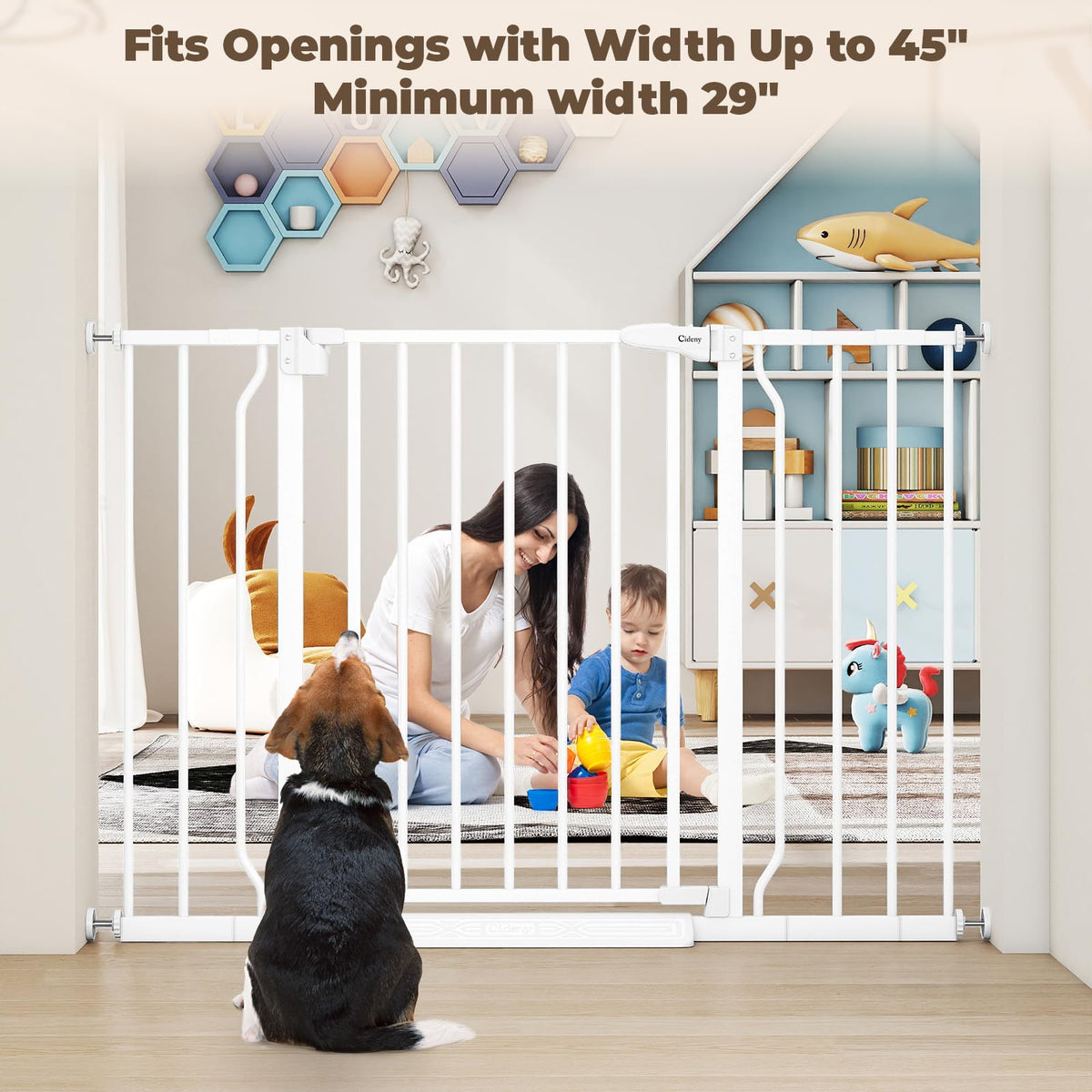 29" 45" Baby Gate for Stairs & Doorways (White / 29-45"Wide, 30"Tall)