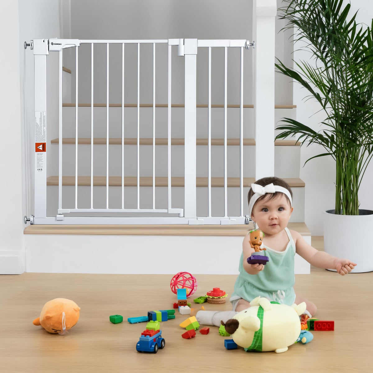 30" Tall Baby Gate for Stairs Doorways (30"Tall 40.5"Wide / White)