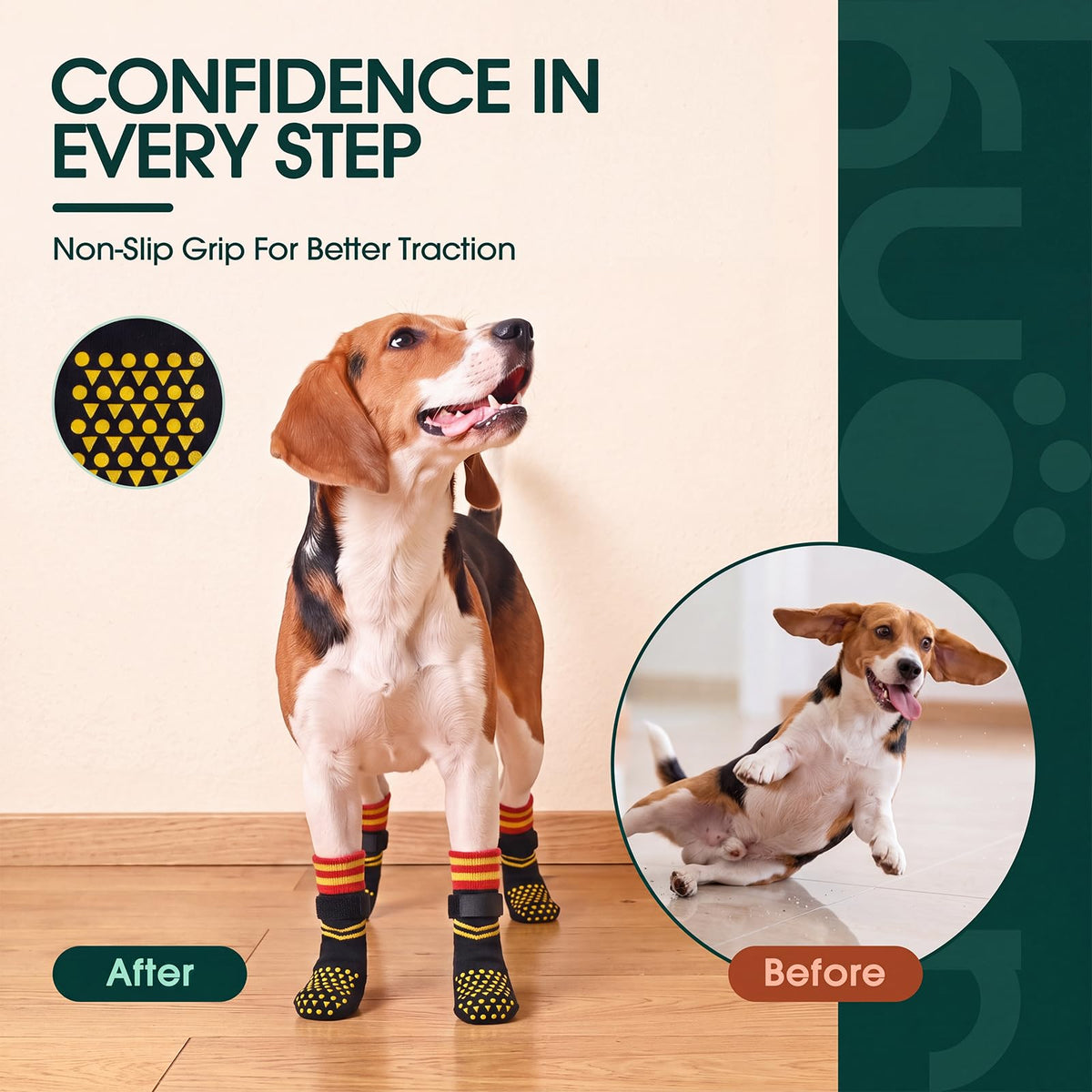 2 Pairs Anti Slip Dog Socks with Grips (M(paw width: 2.36") / Black)