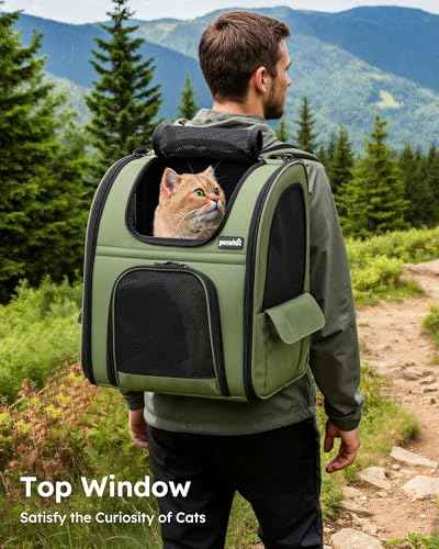 Pet Backpack Expandable (Geen / 12.6"L x 10.2"W x 16.5"H)